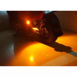 CHUSYYRAY Motorcycle Chopper Bobber Turn Signal Lights Small Amber LED Black DOME 4XYellow