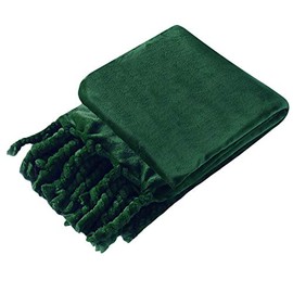 Homiest Flannel Blanket with Fringe Lightweight Cozy Fleece Throw Blanket Soft Microfiber Blanket for Couch, Sofa, Bed, Chair (Forest Green, 50x60 Inch)