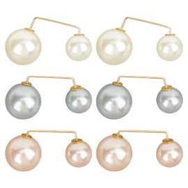 SHIDOW 6PCS Pearl Brooch, Anti-Exposure Neckline Safety Pins, Decoration Pins for Clothing Sweater, for Shawl, Dress, Skirt, Collar DIY Wedding Decorations（2PC White+ 2PC Grey+ 2PC Gold ）, Gemstone,