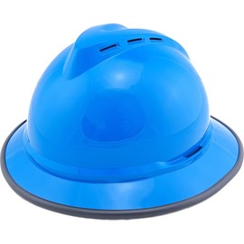 Vented Full Brim Hard Hats with Ratchet Suspensions and Safety Edging - Blue