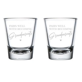 MIP Set of 2 Shot Glasses 1.75oz Shot Glass Set Pairs Well With Becoming Grandparents Baby Announcement Pregnancy Announcement Gift Grandparents
