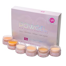 NAIL FACTORY - POWGEL Collection, Set de 6 Polvos Acrílicos Multiusos para Uñas, 14.1g cada uno (NUDE, VOL. 4)