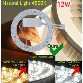 OLYMSTAR - Kit de luz LED de repuesto para ventilador de techo de 12 W, luz natural de 4500 K (paquete de 1)