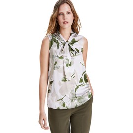 TahariASL Women's Printed Bow Blouse (Sand/Loden, Large)