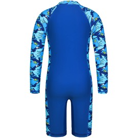 TFJH E Boys Long Sleeve Swimsuits UPF 50+ Rash Guard Bathing Suits Swimwear 403 Navy Fish 104/110