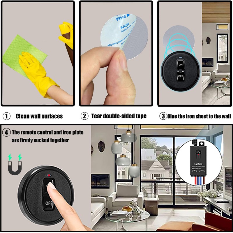 Mini Wireless Light Switch and Receiver kit, No Wiring Mini