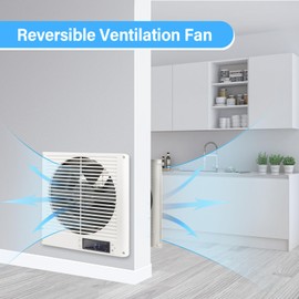 Feeligivin Room to Room Air Vent Fan 8” Two-Way Airflow Through Wall with Temperature and Timer Setting In-Wall Vent Fan