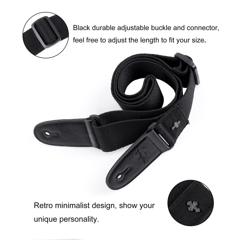 Wepop Guitar Strap Black Cotton Adjustable 5 cm Bass Electric