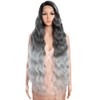 Style Icon Super Long Body Wave Lace Front Wig 40 Inch Grey Gradient Long Curly Wave Wig for Women Synthetic Side Part Lace Front Wig Pre Plucked Heat Resistant Fiber (GT4/GREY/60F)