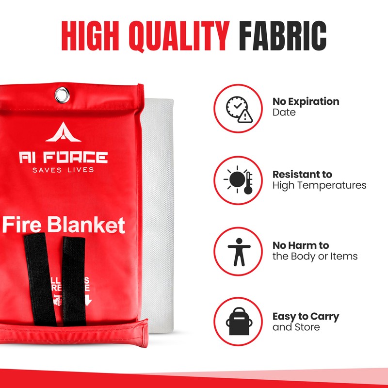 AI FORCE Fire Blanket with Gloves & Hooks – Fireproof