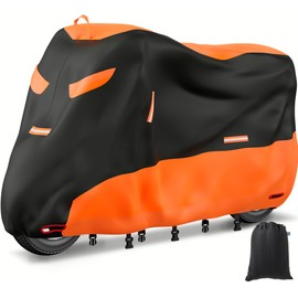 OFF WE GO Motorcycle Tarpaulin Waterproof Motorcycle Cover Outdoor Motorcycle Tarpaulin Breathable 210D Motorcycle Garage Reflective UV Protection Scooter Cover Bicycle Cover for Tarpaulin Indoor, XL