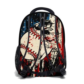 Kawani American Flag Baseball Print College Bookbags USA School Backpack for Girls Women, Teens Sports School Bags Bookbags Ladies Laptop Vintage Backpacks Travel Hiking Camping Gym Daypack