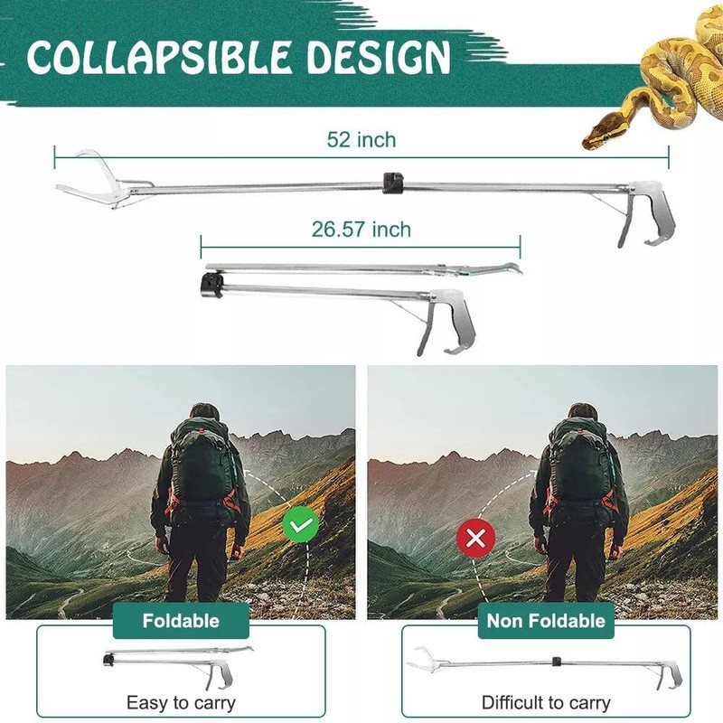 KANCOKIT 52“ Snake Tongs Collapsible Grabber, Professional Reptile Snake Catcher