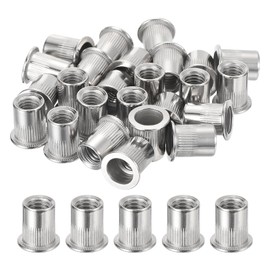 sourcing map 25Pcs Rivet Nuts Flat Head, 3/8" Stainless Steel 304 Threaded Insert Nuts Knurled Body
