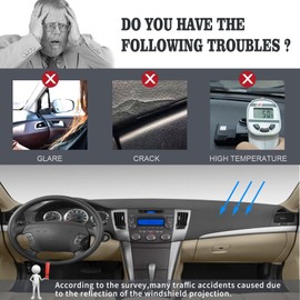 BLIBLIUNIT Dashboard Cover Dash Cover Mat Pad Custom Fit for Hyundai Sonata 2009 2010 with Cutout for Sensor (09-10 Black)