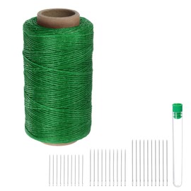 sourcing map Thread for Sewing Upholstery Thread 284 Yards 260m 150D Waxed Polyester Thread Wear-Resistant Embroidery Cord String Cotton with 30pcs Needles for Quilting Leather, Forest Green
