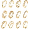 GXGM 12 Pcs Women Open Toe Rings Adjustable Band Rings