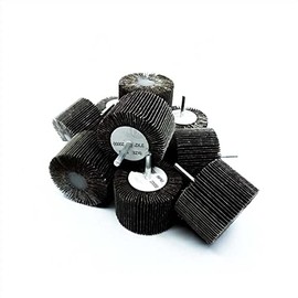 Benchmark Abrasives 3" x 2" Aluminum Oxide Flap Wheel with 1/4" Shank Mounted, Perfect for Woodworking Grinding Polishing Rust Paint Removal (10 Pack) - 60 Grit