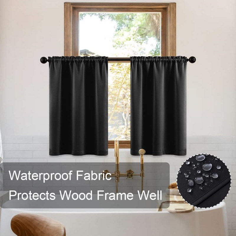 XTMYI Bathroom Curtains Window Short,Small Waterproof Blackout Cafe Curtain 36