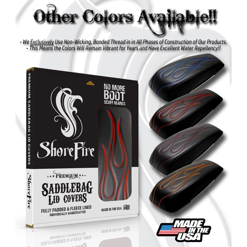 ShoreFire Design 2014-2023 Premium Flame Saddlebag Lid Covers for Harley