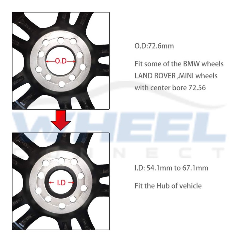 WHEEL CONNECT Hub Centric Rings,72.6 to 60.1, Aluminium Alloy Hubrings,60.1