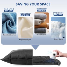 Puersit Vacuum Bags for Suitcases with Pump, Professional Reusable TPU Vacuum Bags for Clothes, Travel, IP67 Waterproof, Space-Saving for Moving, Travel, Hiking (50 x 70 cm, 1 Piece with Pump)