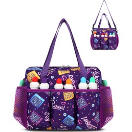FOKDUVB Bingo Bag with Pockets for Daubers Dabbers Dobbers Dotters Casino Bingo Game Accessories for Adults Seniors Purple