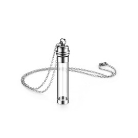 PiercingJak Halskette mit Anhänger Flasche Glas transparent Grabschmuck Urne Asche Kette Anhänger Rohr zum Befüllen Behälter Gedenkbehälter Andenken Schmuck Herren Damen