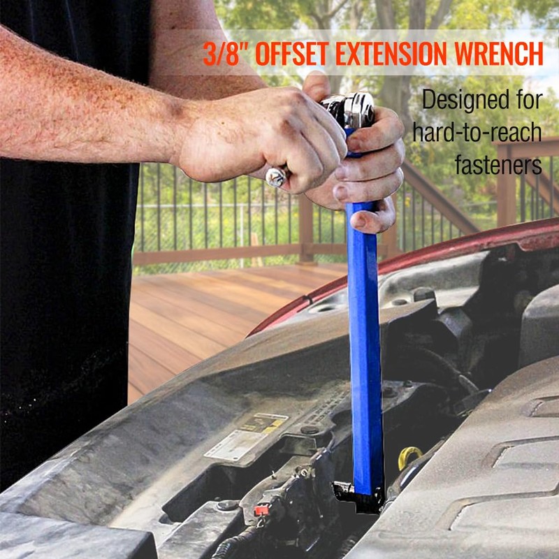 Bqweun Impact Ready Offset Extension Wrench, Tight Reach Extension Wrench