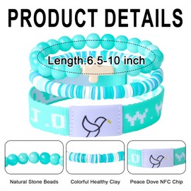 YUZHEJIE Daily Bible Verse Bracelets with Scan WWJD Bracelets Christian Cross Jesus Bracelet Religious Faith Scripture Gifts for Women Men (Green Stone + WWJD Bracelet)