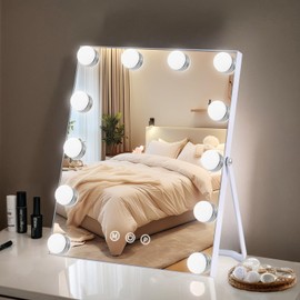ZBOCAI Lighted Makeup Mirror, Hollywood Vanity Mirror with Lights, Makeup Mirror with Lights for Desk, 3 Color Modes and 9 Dimmable Bulbs, Smart Touch Control