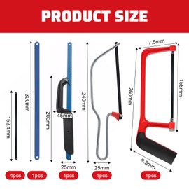 3 PCS Hacksaw for Metal Cutting, Metal Saw, Hack Saw, 12-Inch, 6-Inch, Mini Hacksaw for Cutting Plastic Wood PVC Pipe Tile