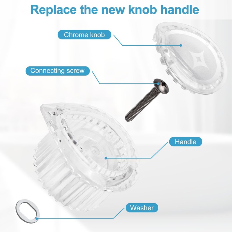 Shower Knob Replacement, Transparent Acrylic Shower Faucet Handle Bathtub Knobs