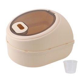 Rice Storage Container Airtight 11lb Damp Proof High Temperature Resistant Anti Deformation Plastic Rice Bin with Measuring Cup for Home Cream White