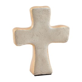 Mud Pie Concrete and Gold Cross Table SITTERS, Gray