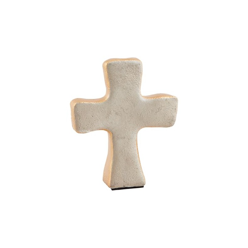 Mud Pie Concrete and Gold Cross Table SITTERS, Gray