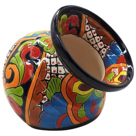 Talavera Pottery Store Welcome Planter Small Hand Painted Pot On Its Side Indoor Outdoor Multi Colored Figure Glazed