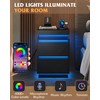 WLIVE Black Nightstand with Charging Station and LED Lights, Bedside