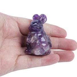Lovionus89 Rabbit Crystal Decorative Figures, 5 cm Natural Healing Stones Hand Carved Sculpture Ornaments Colletctible, Amethyst