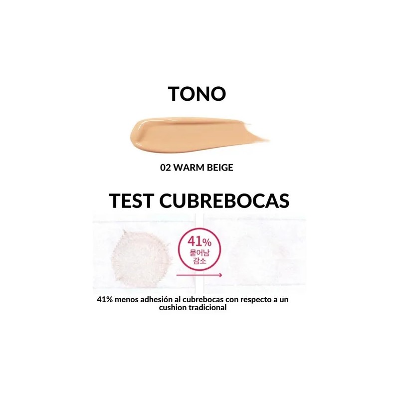 Base Cushion Tonymoly SPF50 Alta Cobertura 15g para Piel Clara