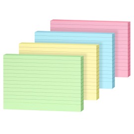 OWLKELA A6 200Pcs Flash Cards, Index Cards 4 Colours (5.83 * 4.13inches), Revision Card for Studying,Working, Note Card for Office, School and Home