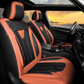 Conjie Fit CRV Car Seat Covers Premium Leather for Honda CRV cr-v 2011-2024 2025. Waterproof， Breathable, Scratch-Resistant & All-Weather Seat Cushion Protector (Full Set,Orange&Black)