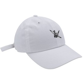 JPAK Origami Crane Baseball Cap Embroidered Cotton Dad Hat - Paper Swan White
