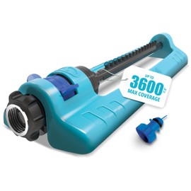 Aqua Joe SJI-OMS16 Indestructible Oscillating Sprinkler with Adjustable Spray and Metal Base, 3600 Sq. Ft. Coverage Max, 70-Foot Spray Distance Max, and 37.8-Foot Spray Width Max