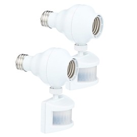 Westek Screw in Motion Sensor Light Socket for Outdoor Lighting, 2 Pack - This Motion Sensor Light Socket Adapter Turns On Lights When Movement is Detected, 20ft Distance - (OMLC163BC)