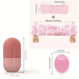 Juego de 3 Piezas Facial Enfriamiento Hielo Rodillo Facial Enfriamiento Hielo Rejilla, Cepillo de Silicona para Limpiar la Cara, Diadema para el Cabello (black)