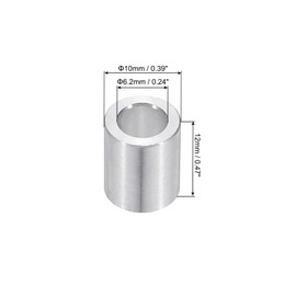 PATIKIL M6 Aluminum Spacers, 12pcs 1/4" x 3/8" Round Metal Spacers for 1/4 or M6 Screw Bolts, Unthreaded Standoff 1/2"L, 6.2x10x12mm