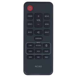 NC302 NC302UH RTNC302UH Replace Soundbar Remote Control fit for Sanyo Sound Bar Speaker Home Theater System FWSB426F FWSB426FA NC306 NC306UH sub for Magnavox Soundbar NC307 NC307UH MSB3610/F7