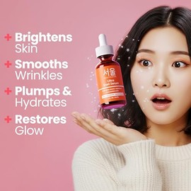 SeoulCeuticals Korean Skin Care Snail Mucin Serum - Korean Beauty Skincare Night Serum for Face - Contains Potent 97.5% K Beauty Snail + Hyaluronic Ac