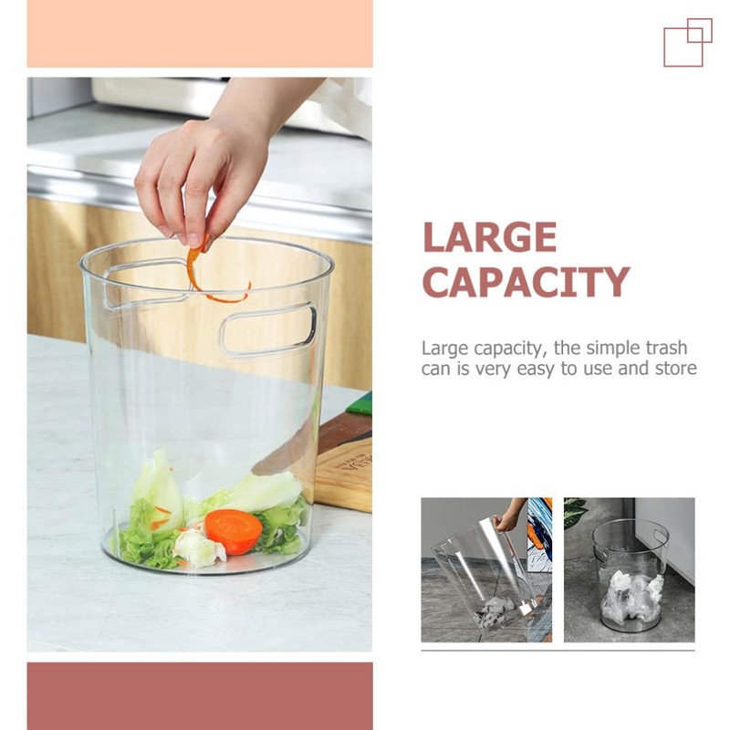 SEWACC Clear Waste Basket Plastic Trash Can Small Wastebasket Garbage